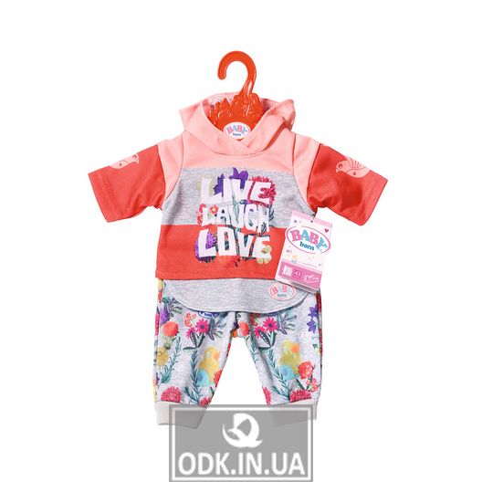 BABY born doll clothing set - Trendy sports suit (pink)