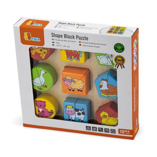 Дерев'яний пазл-сортер Viga Toys Фігури і звірята (59585)