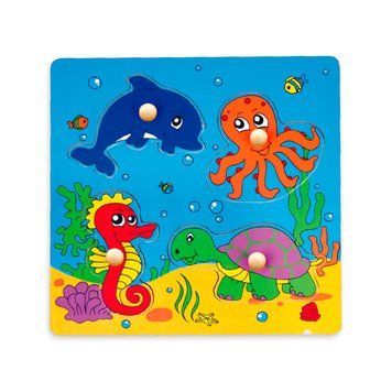 Дерев'яна рамка-вкладиш Viga Toys Морські мешканці (59564)