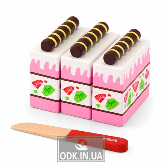 Іграшкові продукти Viga Toys Дерев'яний полуничний торт (51324)