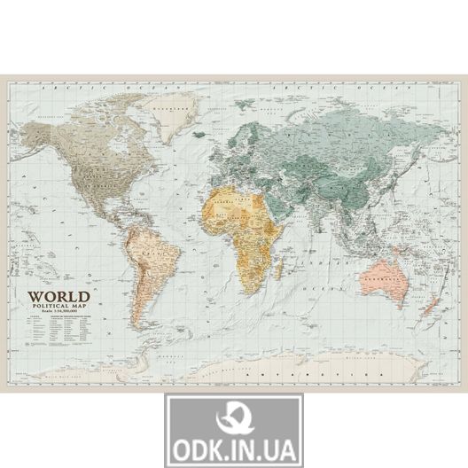 World. Political map. 88x60 cm. M 1:34 500 000. Glossy paper (4820114954411)