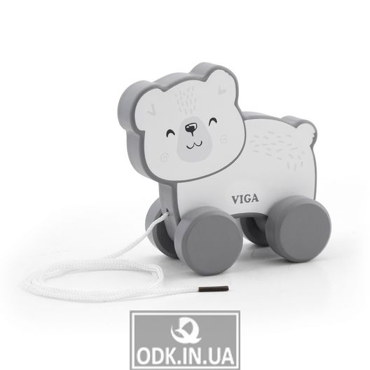Деревянная каталка Viga Toys PolarB Белый мишка (44001)
