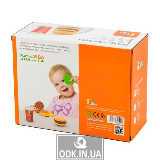 Іграшкові продукти Viga Toys Дерев'яні гамбургер і кола (51602)
