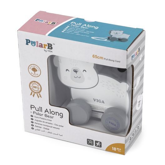 Дерев'яна каталка Viga Toys PolarB Білий ведмедик (44001)