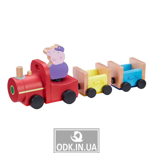 Peppa wooden game set - Grandpa Peppa's locomotive