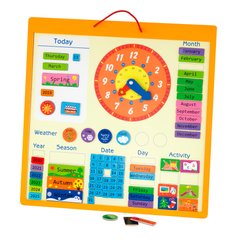 Magnetic calendar Viga Toys with clock, in English (50377)