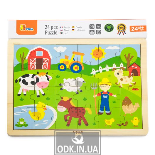 Wooden puzzle Viga Toys Farm, 24 el. (50197)
