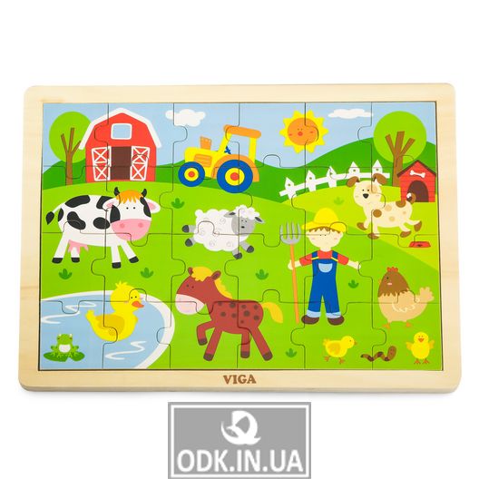 Деревянный пазл Viga Toys Ферма, 24 эл. (50197)