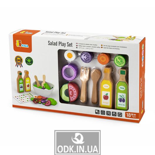 Игрушечные продукты Viga Toys Набор для салата из дерева, 36 эл. (51605)