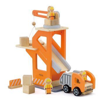 Дерев'яний ігровий набір Viga Toys Підйомний кран і самоскид (51616)