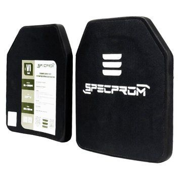 Керамічні бронеплити SPECPROM Sic+PE 6-го класу. Вага 2,3 кг. Розмір 25 на 30 см. Комплект-2 шт (00000002617)
