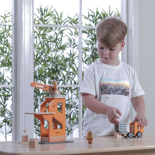 Дерев'яний ігровий набір Viga Toys Підйомний кран і самоскид (51616)