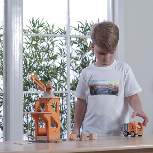 Дерев'яний ігровий набір Viga Toys Підйомний кран і самоскид (51616)
