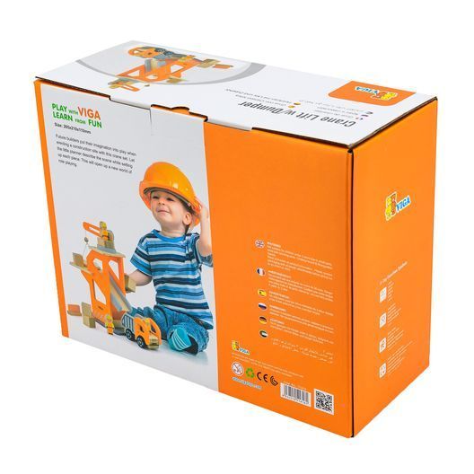 Дерев'яний ігровий набір Viga Toys Підйомний кран і самоскид (51616)