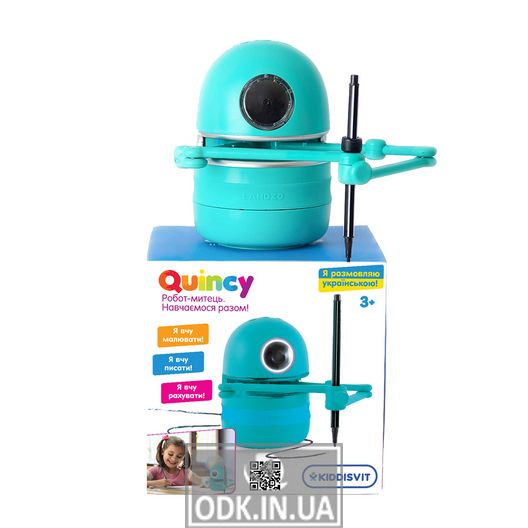 The teaching robot artist is Quincy