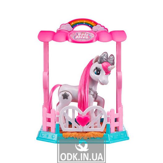 Interactive Game Set Pets Alive - White Unicorn In The House