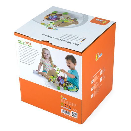 Дерев'яна каталка Viga Toys Їжачок із бізібордом (50012)