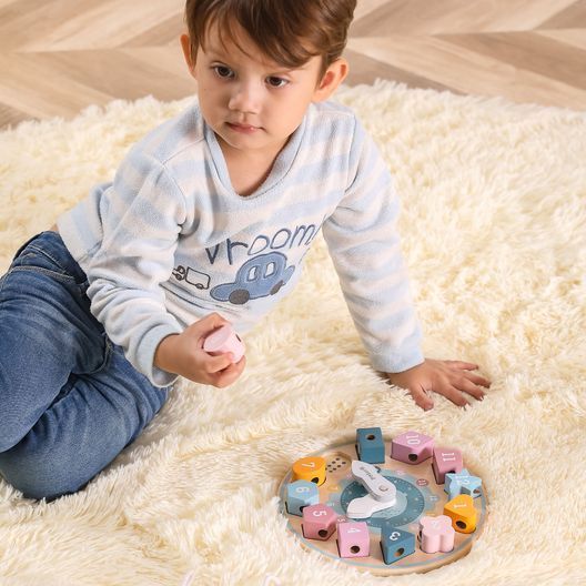 Дерев'яний сортер-шнурівка Viga Toys PolarB Годинник (44053)