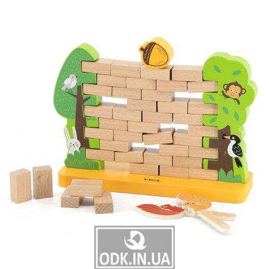 Дерев'яна настільна гра Viga Toys Стіна з цеглинок (44566)