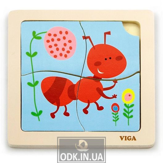Деревянный мини-пазл Viga Toys Муравей, 4 эл. (50139)