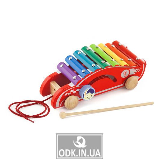 Дерев'яний ксилофон-каталка Viga Toys Спорткар (50341)