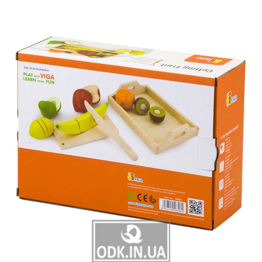 Игрушечные продукты Viga Toys Нарезанные фрукты из дерева (58806)