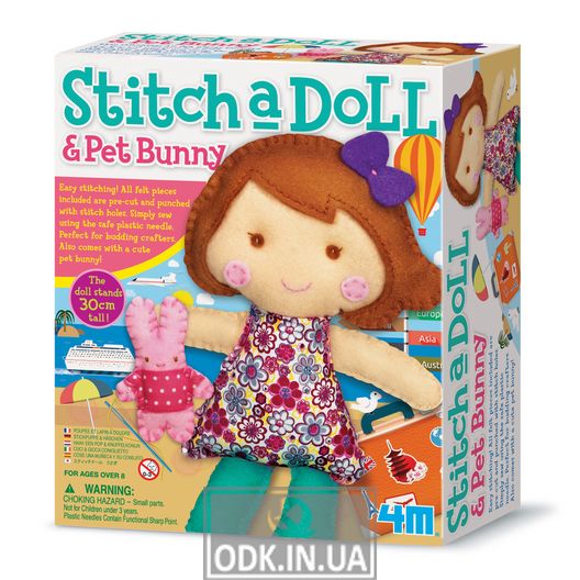 Набір для шиття іграшки 4M Лялька з кроликом (00-02765)