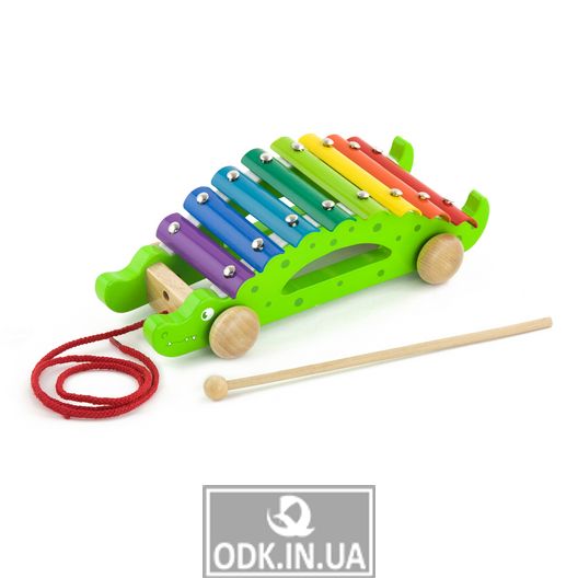 Деревянный ксилофон-каталка Viga Toys Крокодил (50342)