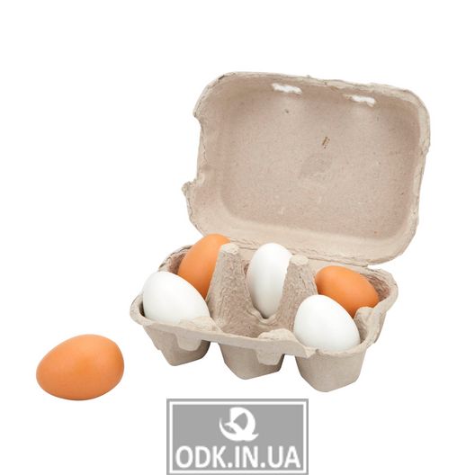 Іграшкові продукти Viga Toys Дерев'яні яйця в лотку, 6 шт. (59228)