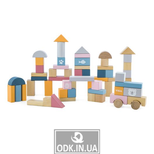 Дерев'яні кубики Viga Toys PolarB Пастельні блоки, 60 шт., 2,5 см (44010)