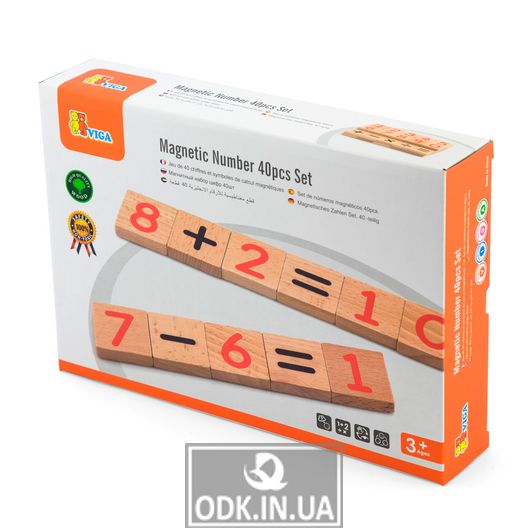 Set of magnetic numbers and signs Viga Toys 40 pcs. (50591FSC)