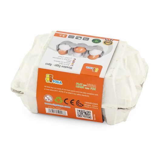 Іграшкові продукти Viga Toys Дерев'яні яйця в лотку, 6 шт. (59228)