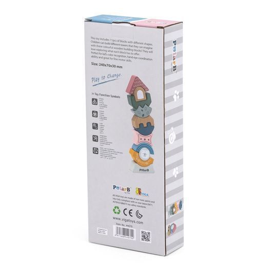 Дерев'яна пірамідка-балансир Viga Toys PolarB Башточка (44070)