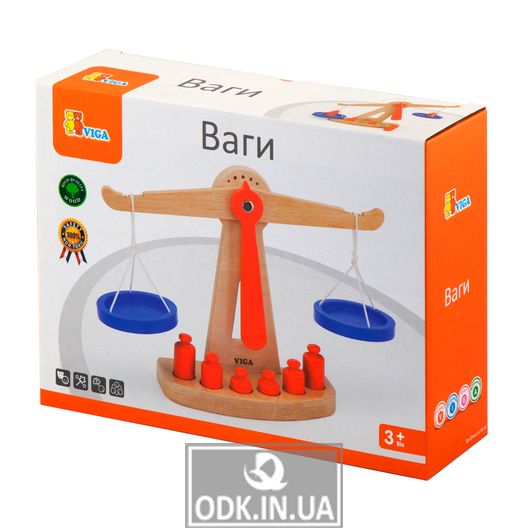 Wooden training scales (scales) Viga Toys with weights (50660)