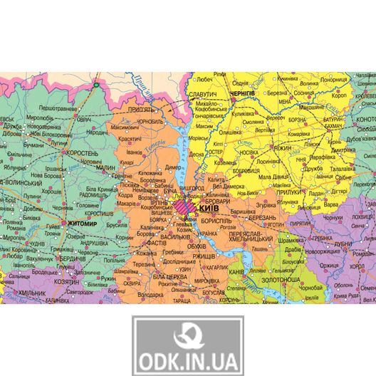 Ukraine. Administrative division. 61х41 cm. M 1: 2 400 000. Paper, lamination (4820114950574)