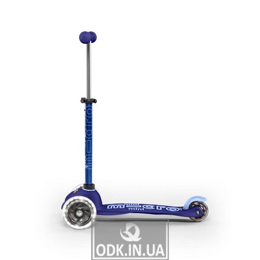 Самокат MICRO серії Mini Deluxe LED" – Синій (до 50 kg, триколісний, світло)"