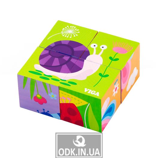 Деревянные кубики-пазл Viga Toys Насекомые (50160)