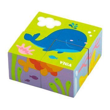 Дерев'яні кубики-пазл Viga Toys Підводний світ (50161)