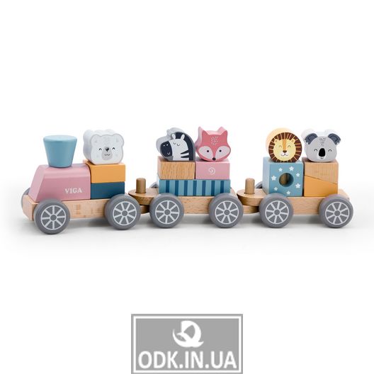 Деревянный поезд Viga Toys PolarB Зверята (44015)