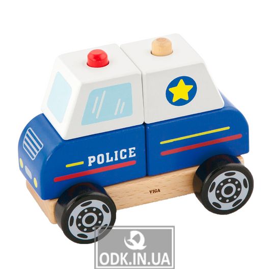Wooden pyramid Viga Toys Police car (50201FSC)