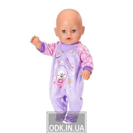 Clothes for a doll of BABY born - Festive overalls (lavender)