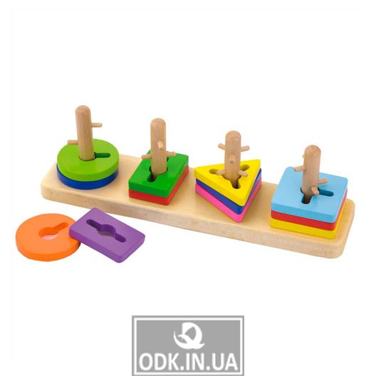 Деревянная логическая пирамидка-ключ Viga Toys Цветные фигуры (50968)