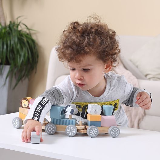 Дерев'яний поїзд Viga Toys PolarB Звірята (44015)