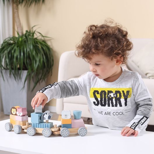 Дерев'яний поїзд Viga Toys PolarB Звірята (44015)