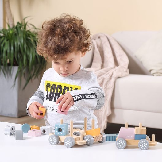 Дерев'яний поїзд Viga Toys PolarB Звірята (44015)