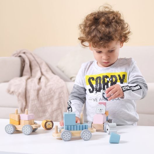 Дерев'яний поїзд Viga Toys PolarB Звірята (44015)
