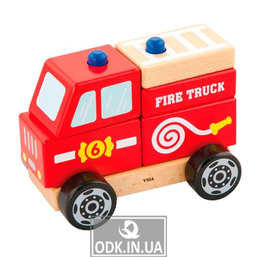 Wooden pyramid Viga Toys Fire truck (50203)