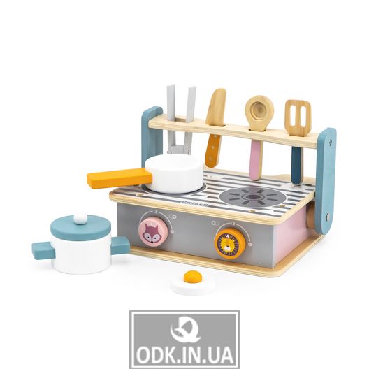 Children's plate of Viga Toys PolarB with ware and grill, folding (44032)