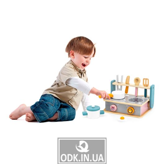 Дитяча плита Viga Toys PolarB з посудом і грилем, складна (44032)