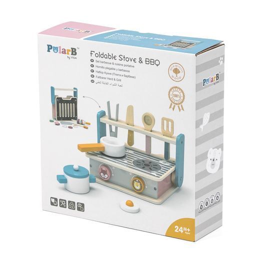 Дитяча плита Viga Toys PolarB з посудом і грилем, складна (44032)